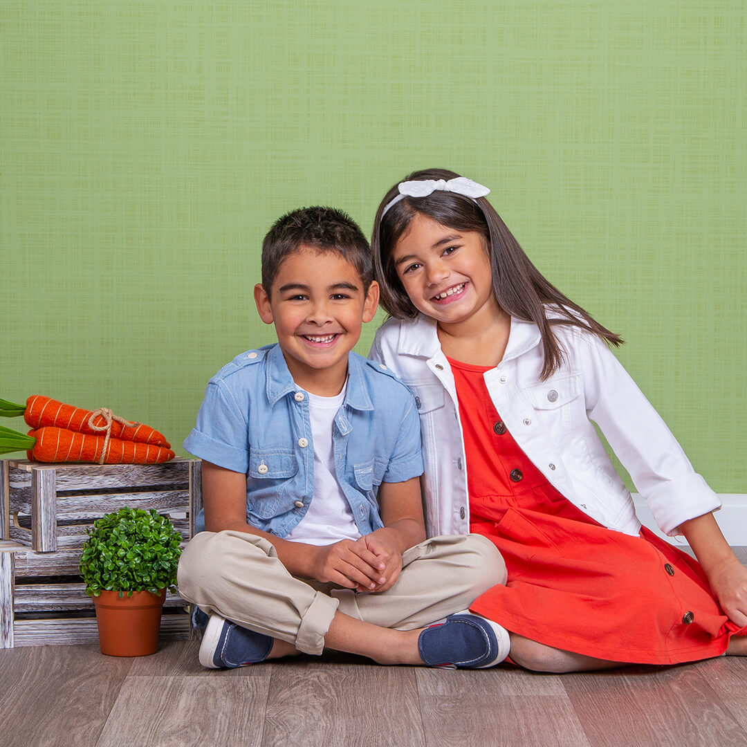 Easter photo of siblings celebrating easter.