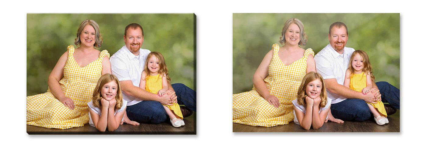 16x20 Canvas & Metal print featuring family photos taken during a family photography session.