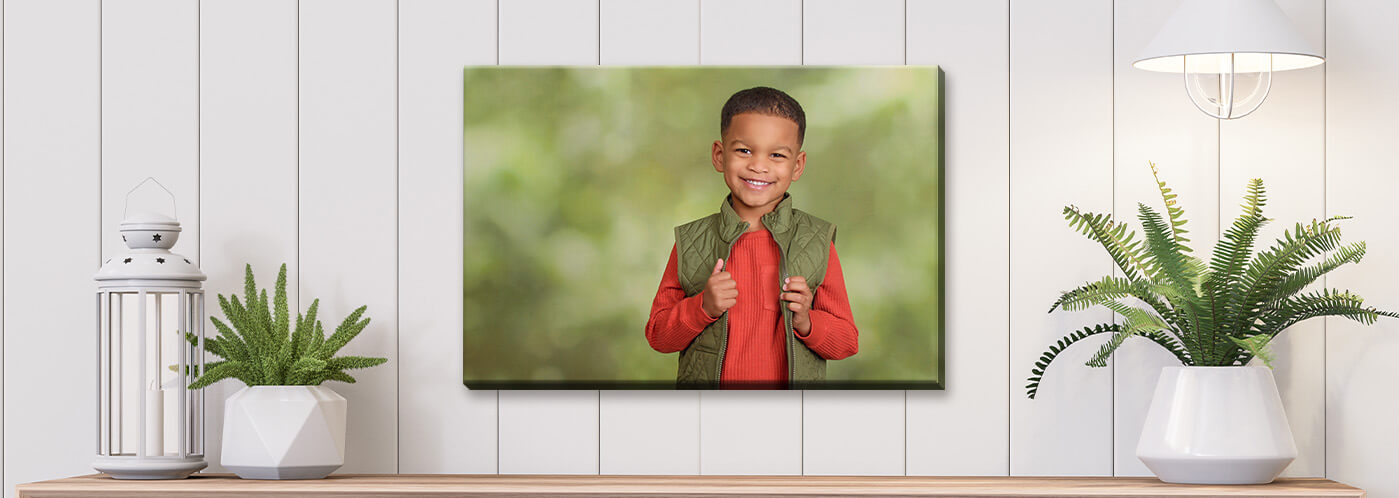 20x24 Lifestyle Canvas hung on family room wall.
