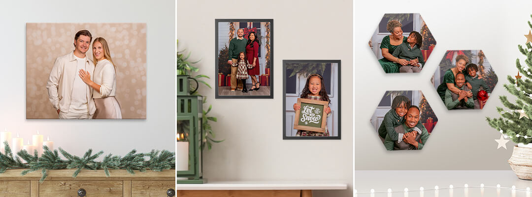 Create beautiful wall displays with canvas prints, framed photo tiles and more personalized photo gifts at JCPenney Portraits.