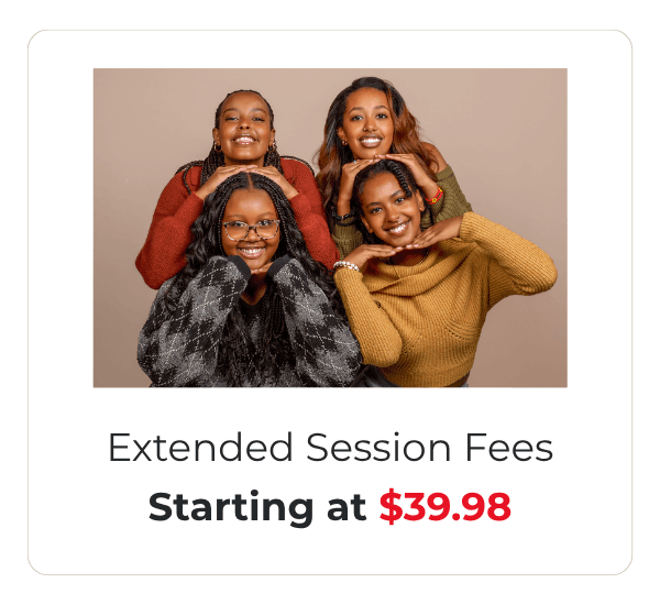 Extended session fee pricing for friendship photography at JCPenney Portraits.