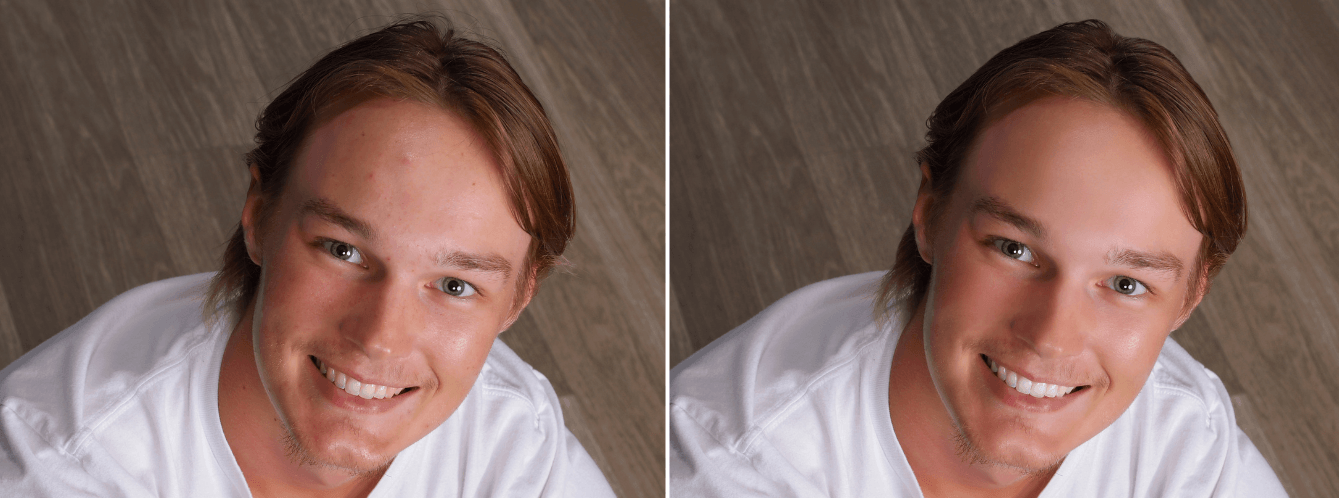 Before and after photo of professional photo retouching at JCPenney Portraits.